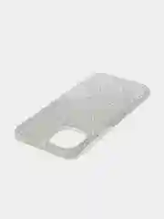 Серебряный чехол на Apple iPhone 15 Plus блестящий ROSCO пластиковый с силиконом стразами кристаллами