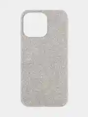 Серебряный чехол для iPhone 15 14 13 Pro Max Plus блестящий BROSCORP, пластиковый, с силиконом