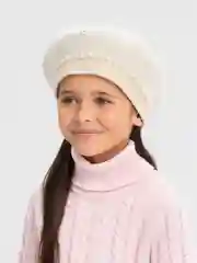 Молочный детский берет с бусинами, на осень