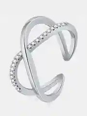 Серебряный кольцо безразмерное со стразами "Infinity", регулируемый размер