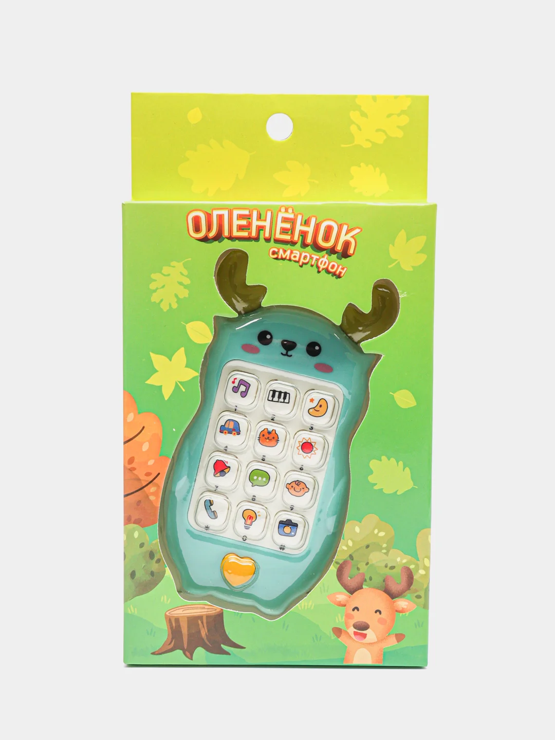 Коралловый детский музыкальный смартфон-телефон "Олень"