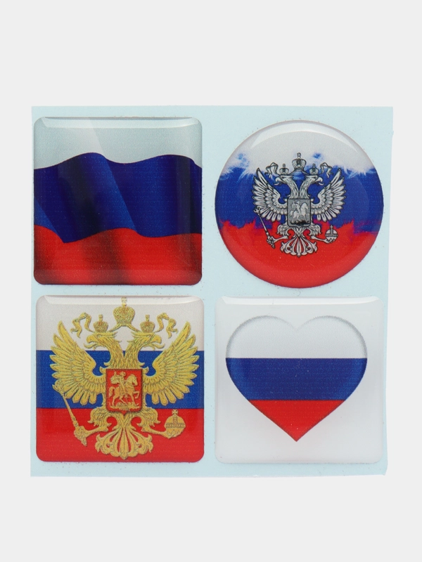 3D наклейки на телефон "Флаг России", 4 штуки