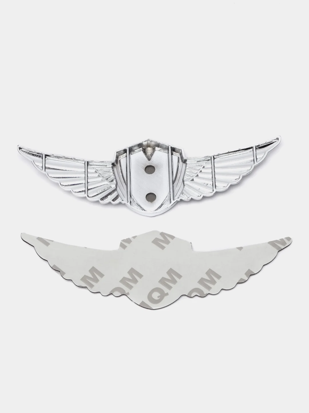 Серебряный шильдик, наклейка Peugeot, орел, крылья Пежо, 125 х 40 мм