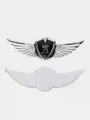 Серебряный шильдик, наклейка Peugeot, орел, крылья Пежо, 125 х 40 мм