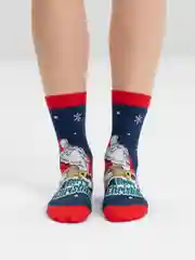 Зелёный хаки носки мужские новогодние с принтом Санты , подарок на Новый Год