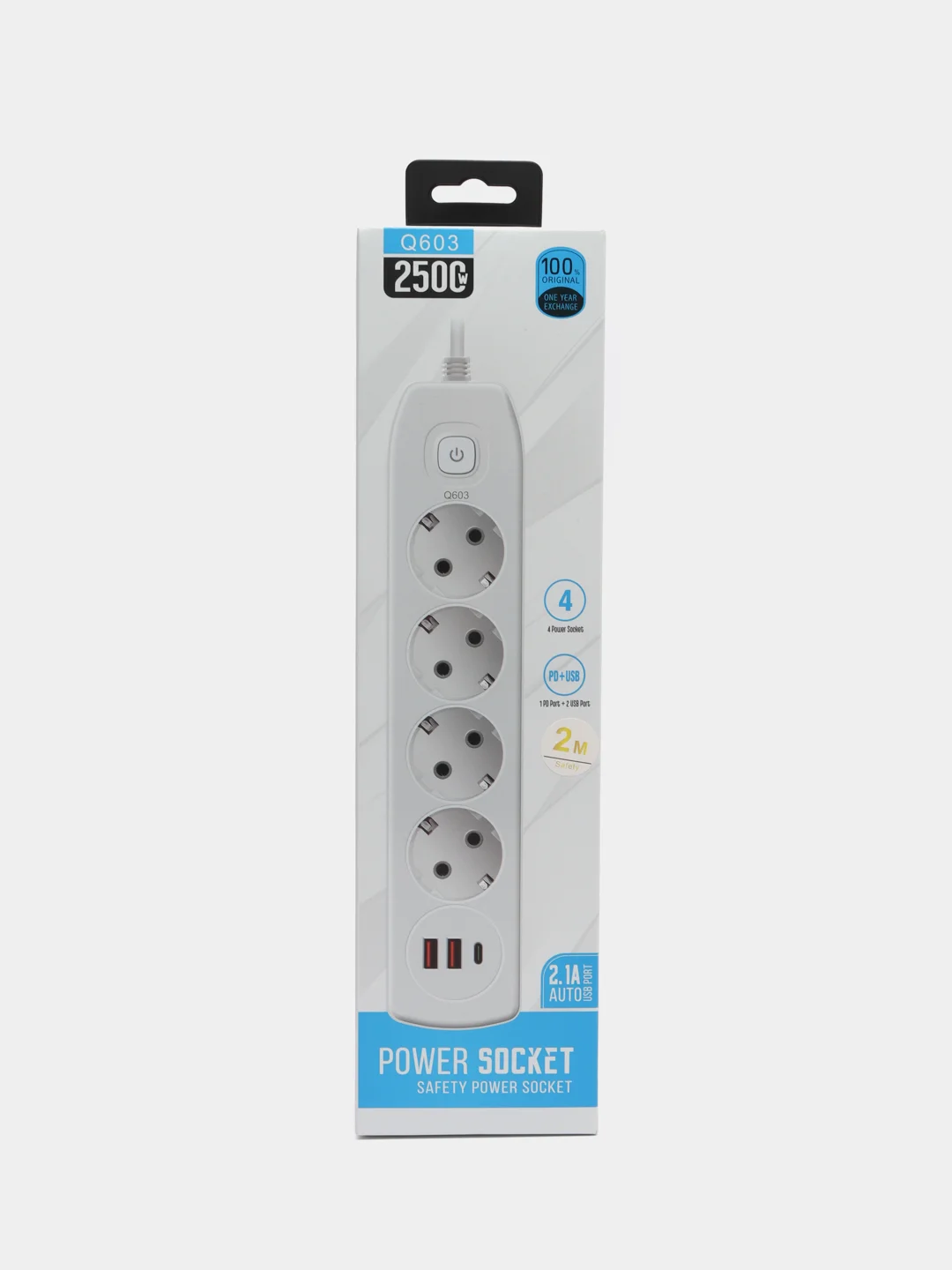Белый сетевой фильтр с USB разъемами, удлинитель с USB портами