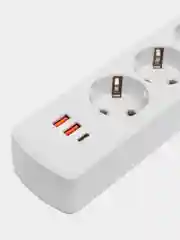 Белый сетевой фильтр с USB разъемами, удлинитель с USB портами