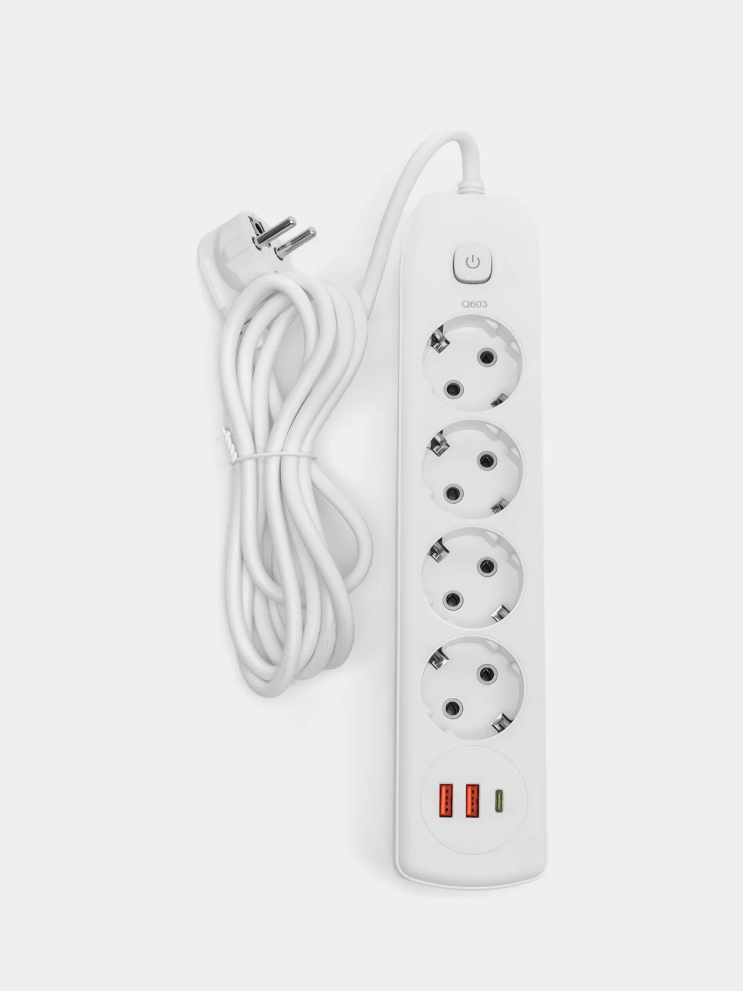 Белый сетевой фильтр с USB разъемами, удлинитель с USB портами