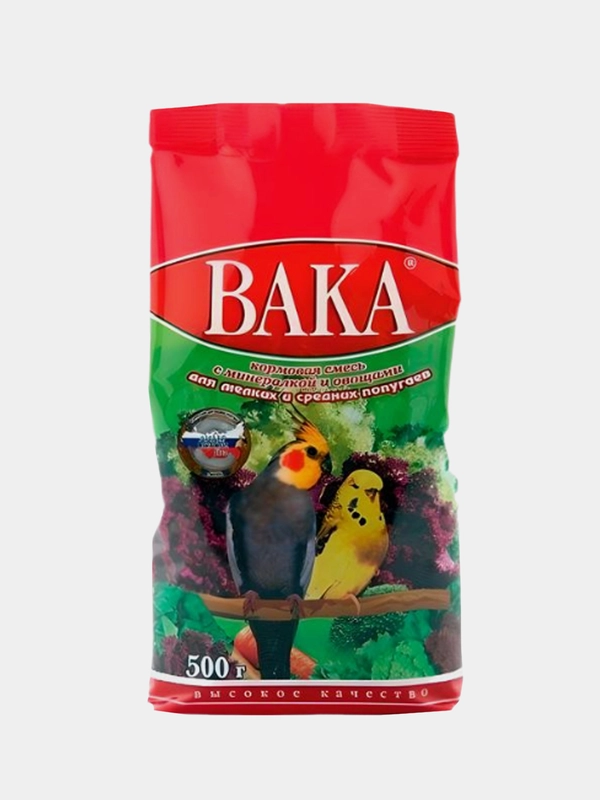 Корм/кормовая смесь для мелких и средних попугаев Вака, 500 гр.