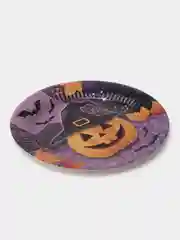 Аметистовый тарелка бумажная , салфетки на Хэллоуин "Happy Halloween", 18 см, набор из 6 штук