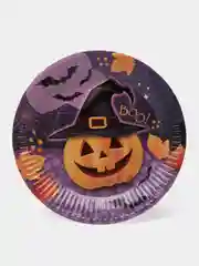 Аметистовый тарелка бумажная , салфетки на Хэллоуин "Happy Halloween", 18 см, набор из 6 штук