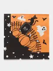 Ледяной тарелка бумажная , салфетки на Хэллоуин "Happy Halloween", 18 см, набор из 6 штук