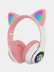 Розовый беспроводные наушники Bluetooth со светящимися кошачьими ушами CAT STN-28