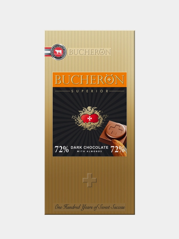 Шоколад горький 72% BUCHERON SUPERIOR с миндалем, в картоне, 100г