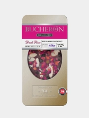 Шоколад горький 72% BUCHERON GRAND СRU с миндалем, черникой и лепестками роз, ж/б, 100г