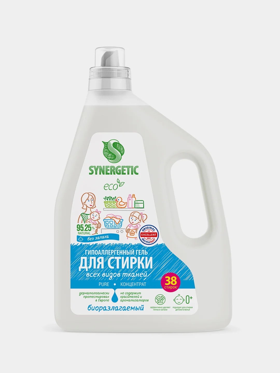Гель для стирки SYNERGETIC PURE, 2,28 л, 38 стирок