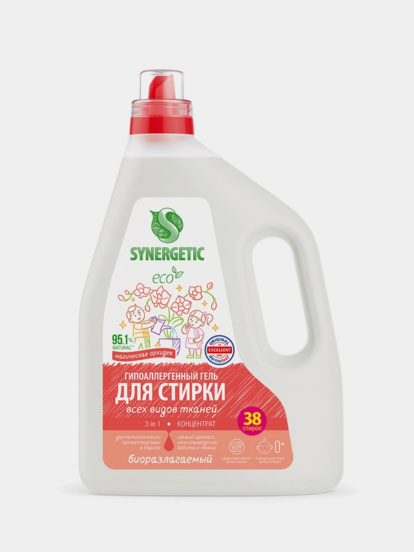 Гель для стирки SYNERGETIC 3 IN 1 "Магическая орхидея", 2,28 л, 38 стирок