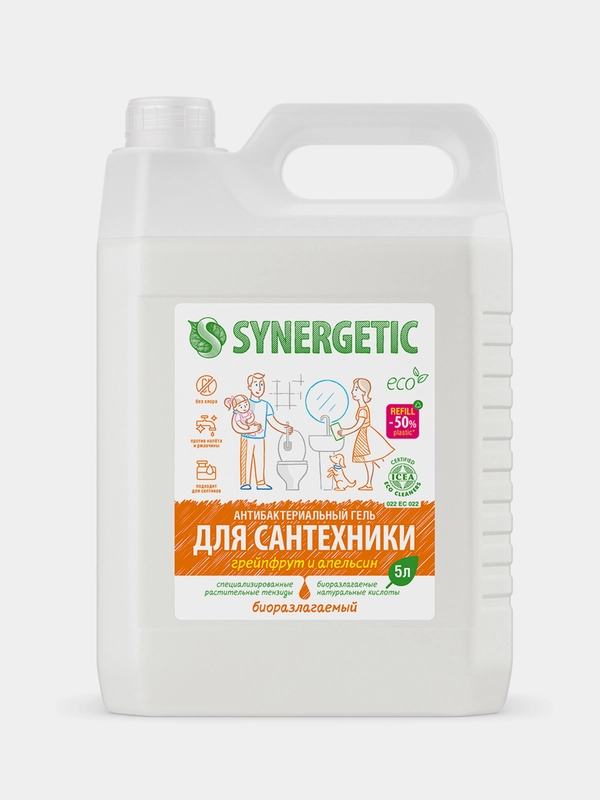 Средство для сантехники SYNERGETIC "Грейпфрут и апельсин", 5 л