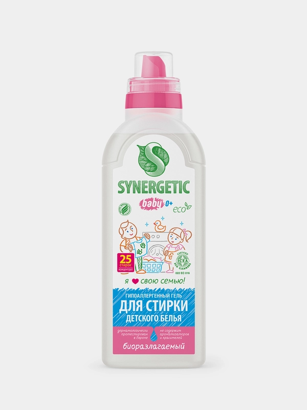 Гель для стирки SYNERGETIC для детского белья, 0,75 л, 25 стирок