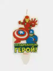 Темно-синий свечи в торт "С Днем Рождения". Мстители, Человек-паук, Бэтмен, DC, Marvel