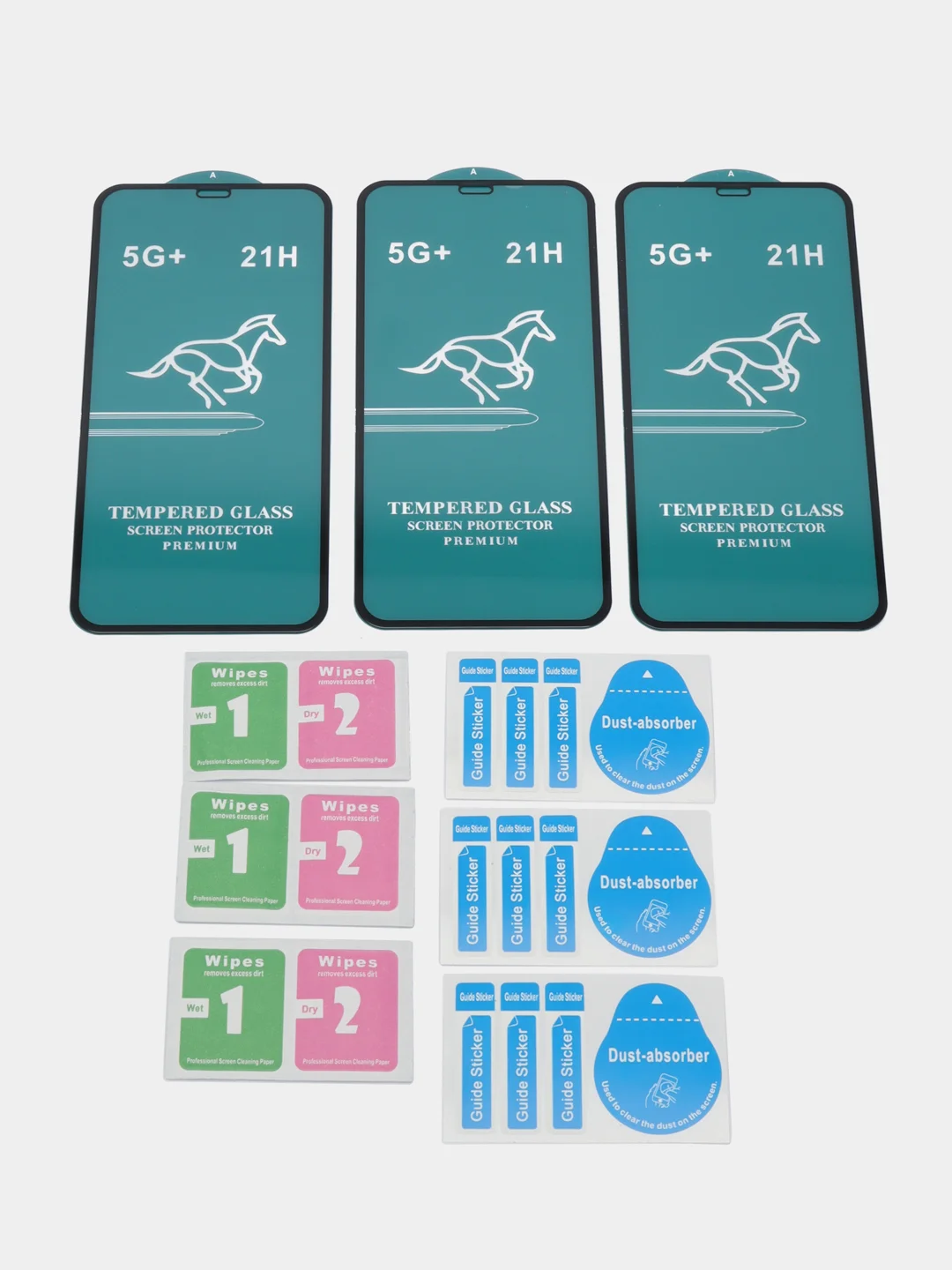 Защитное стекло iPhone 14, 13, 13 Pro, Max, 12, 12 Pro, XR, 11, 7, 8, Plus, SE, 3 штуки