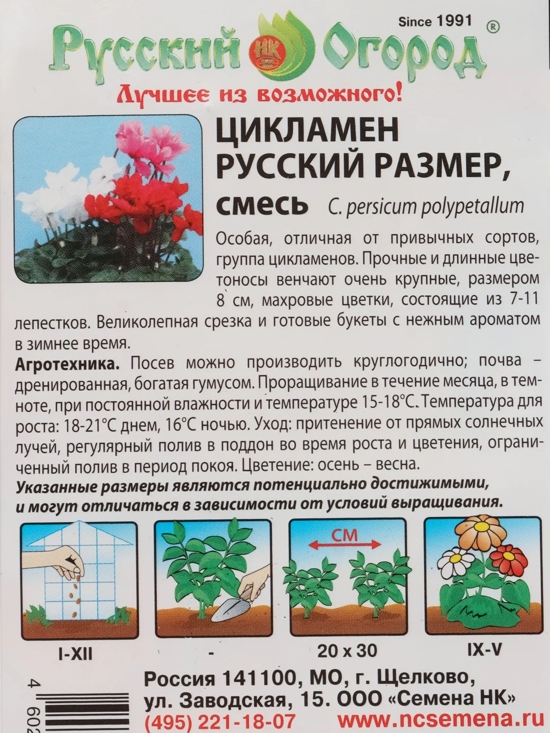 Цикламен смесь "Русский размер", семена, цветы