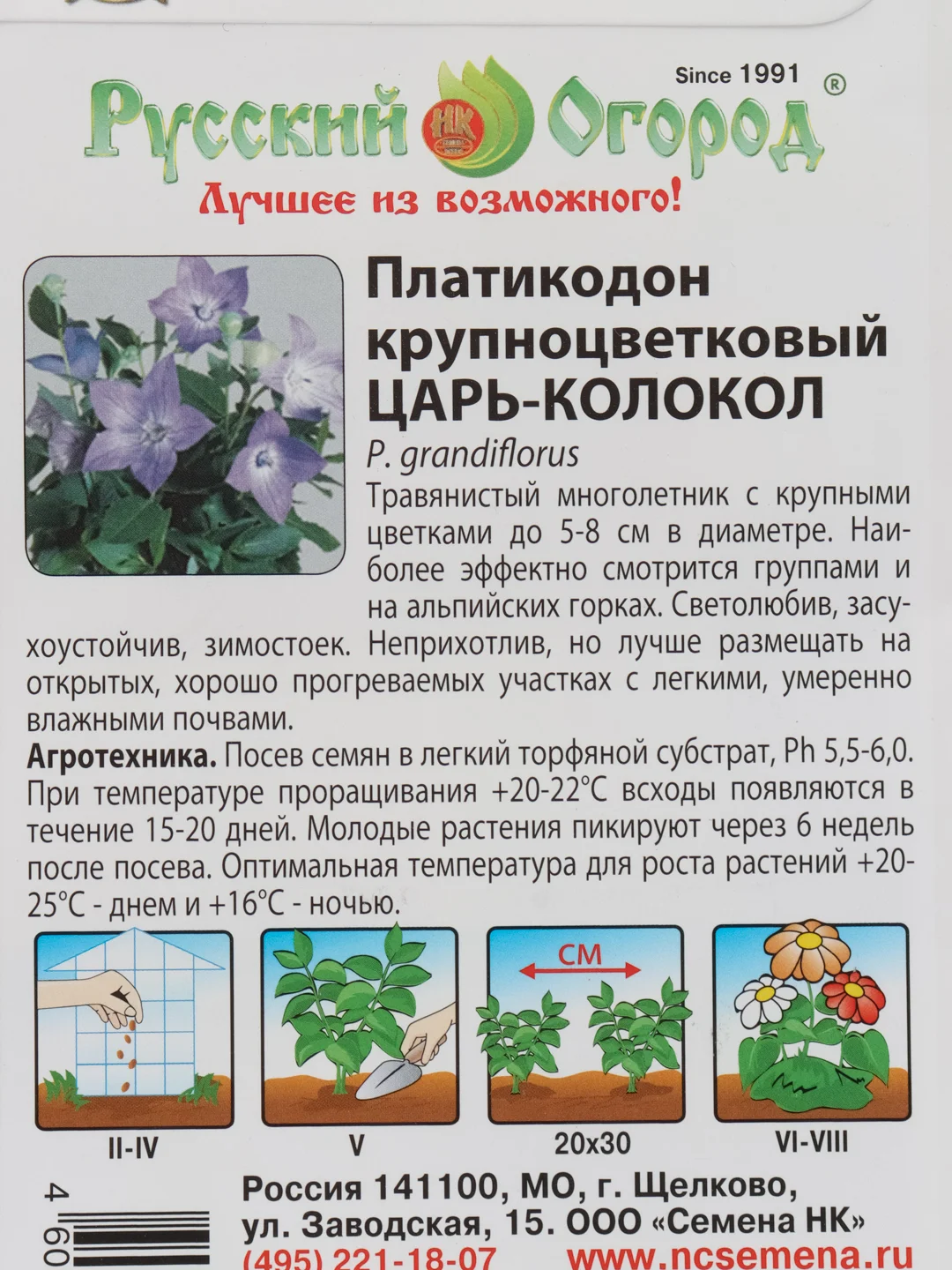 Платикодон "Царь колокол", семена, цветы