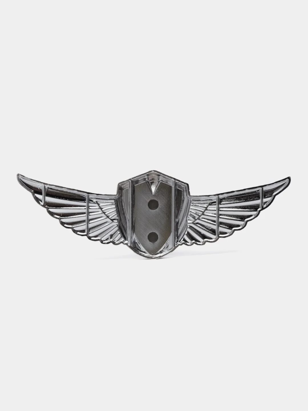 Серебряный шильдик, наклейка Peugeot, орел, крылья Пежо, 125 х 40 мм