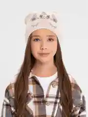 Бежевый меланж шапка для девочки