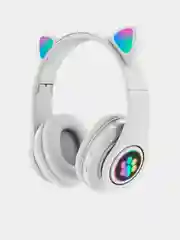 Черный наушники детские Cat Ear беспроводные, светящиеся, с ушками