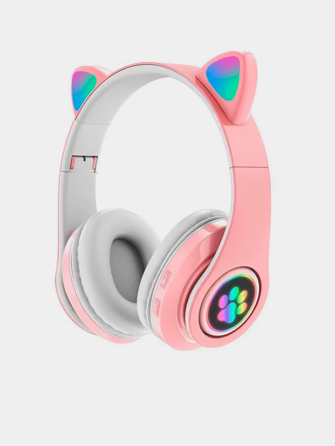 Розовый наушники детские Cat Ear беспроводные, светящиеся, с ушками