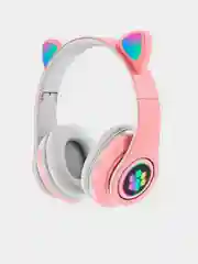 Розовый наушники детские Cat Ear беспроводные, светящиеся, с ушками