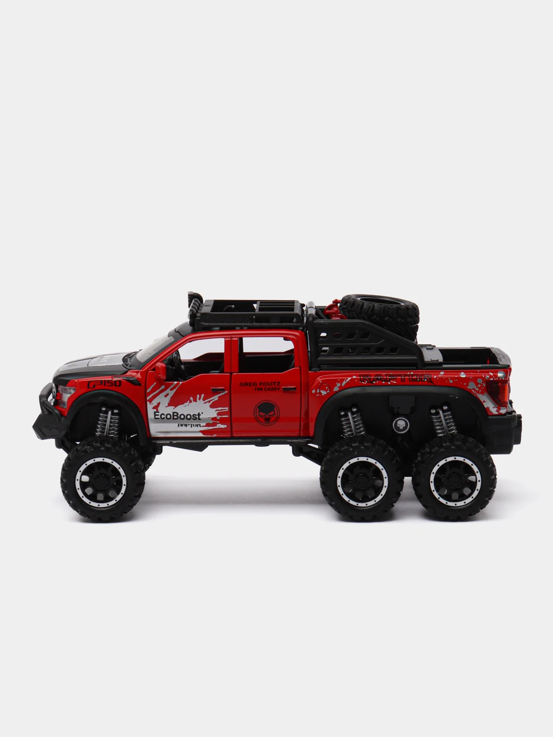 Красный машина с дымом Форд Раптор F-150, 21 см, все двери открываются