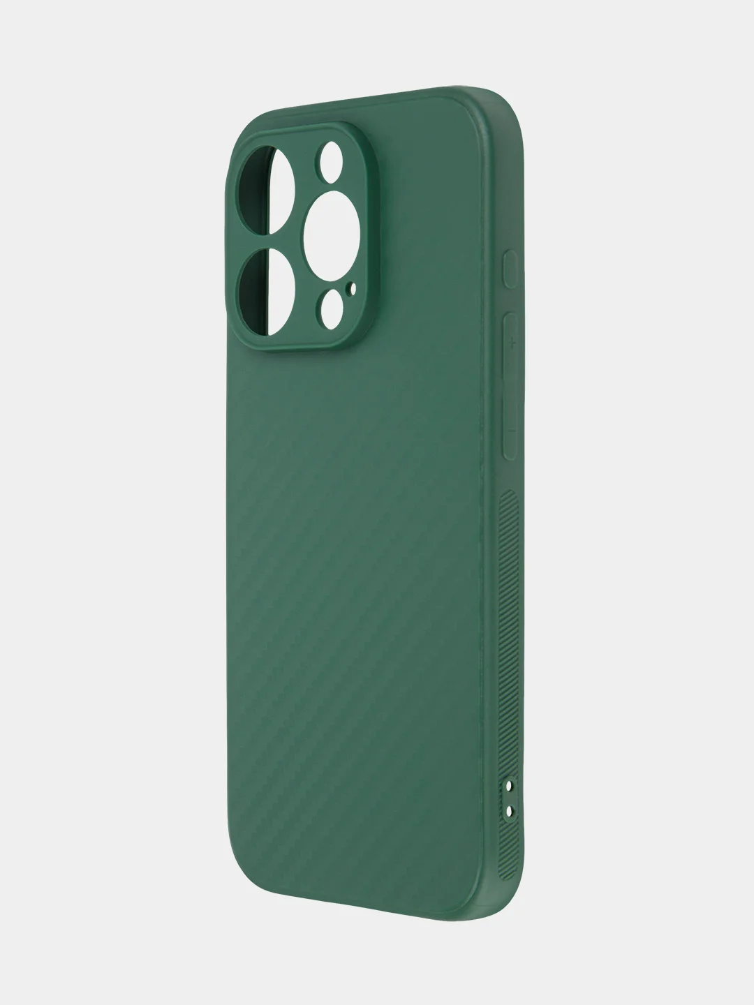 Тёмно-зелёный ребристый чехол для Apple iPhone 15 Pro силиконовый ROSCO матовый, тонкий, текстура карбон