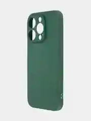 Тёмно-зелёный ребристый чехол для Apple iPhone 15 Pro силиконовый ROSCO матовый, тонкий, текстура карбон