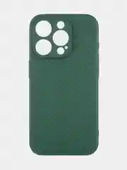 Тёмно-зелёный ребристый чехол для Apple iPhone 15 Pro силиконовый ROSCO матовый, тонкий, текстура карбон