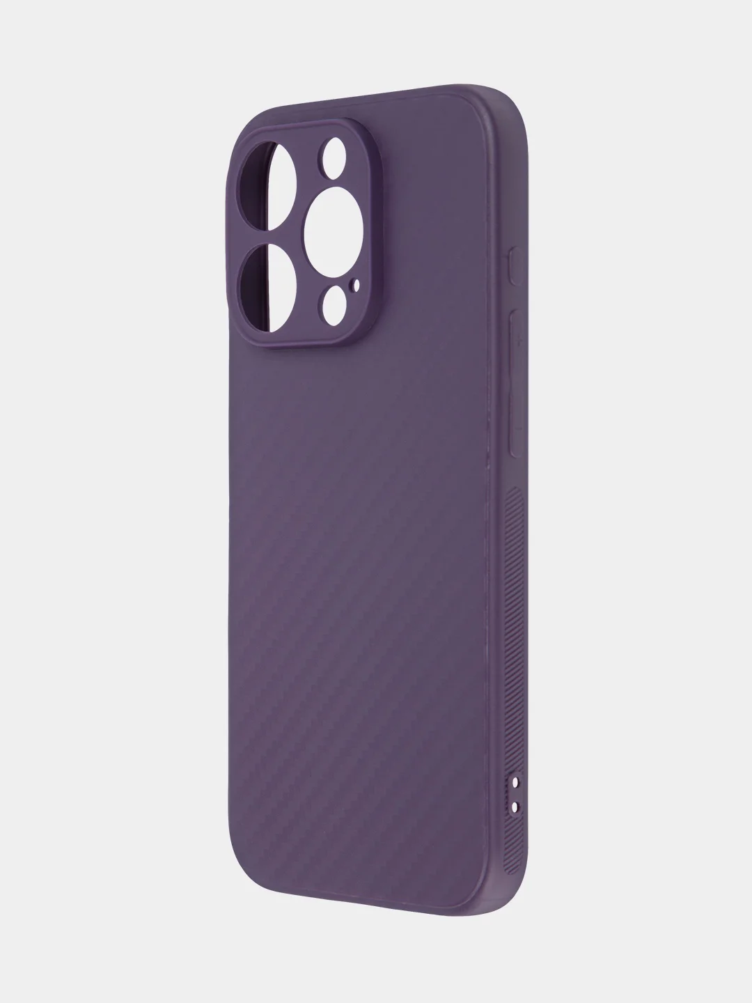 Фиолетовый ребристый чехол для Apple iPhone 15 Pro силиконовый ROSCO матовый, тонкий, текстура карбон