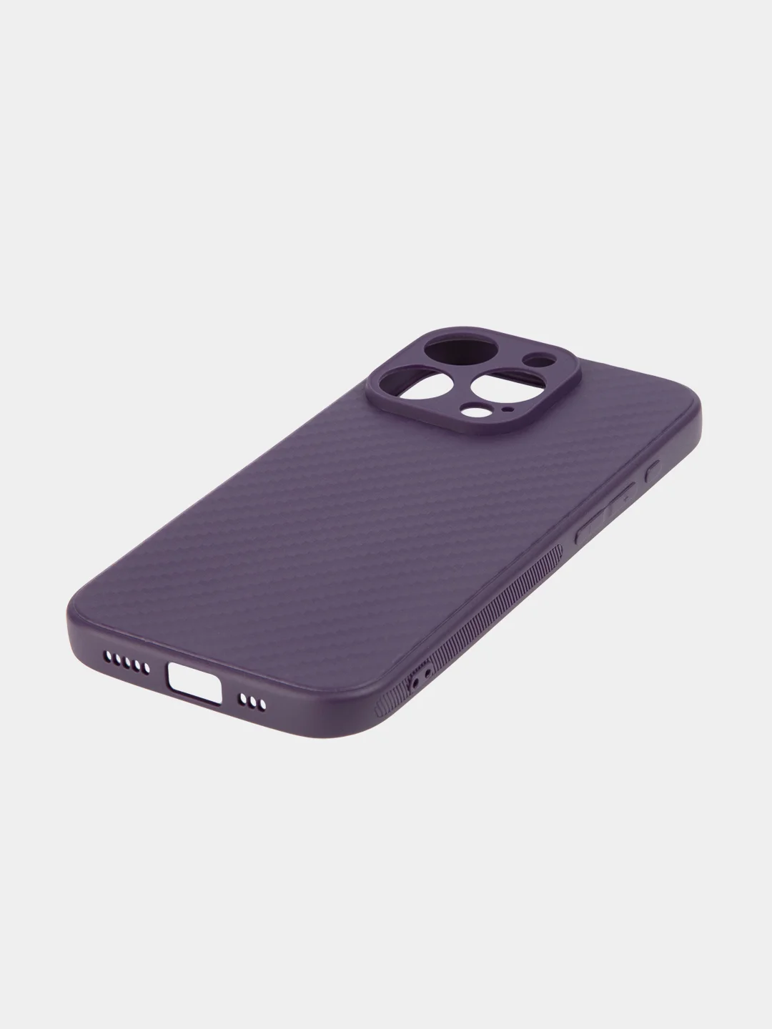 Фиолетовый ребристый чехол для Apple iPhone 15 Pro силиконовый ROSCO матовый, тонкий, текстура карбон