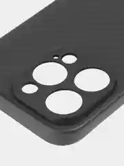 Черный ребристый чехол для Apple iPhone 15 Pro силиконовый ROSCO матовый, тонкий, текстура карбон