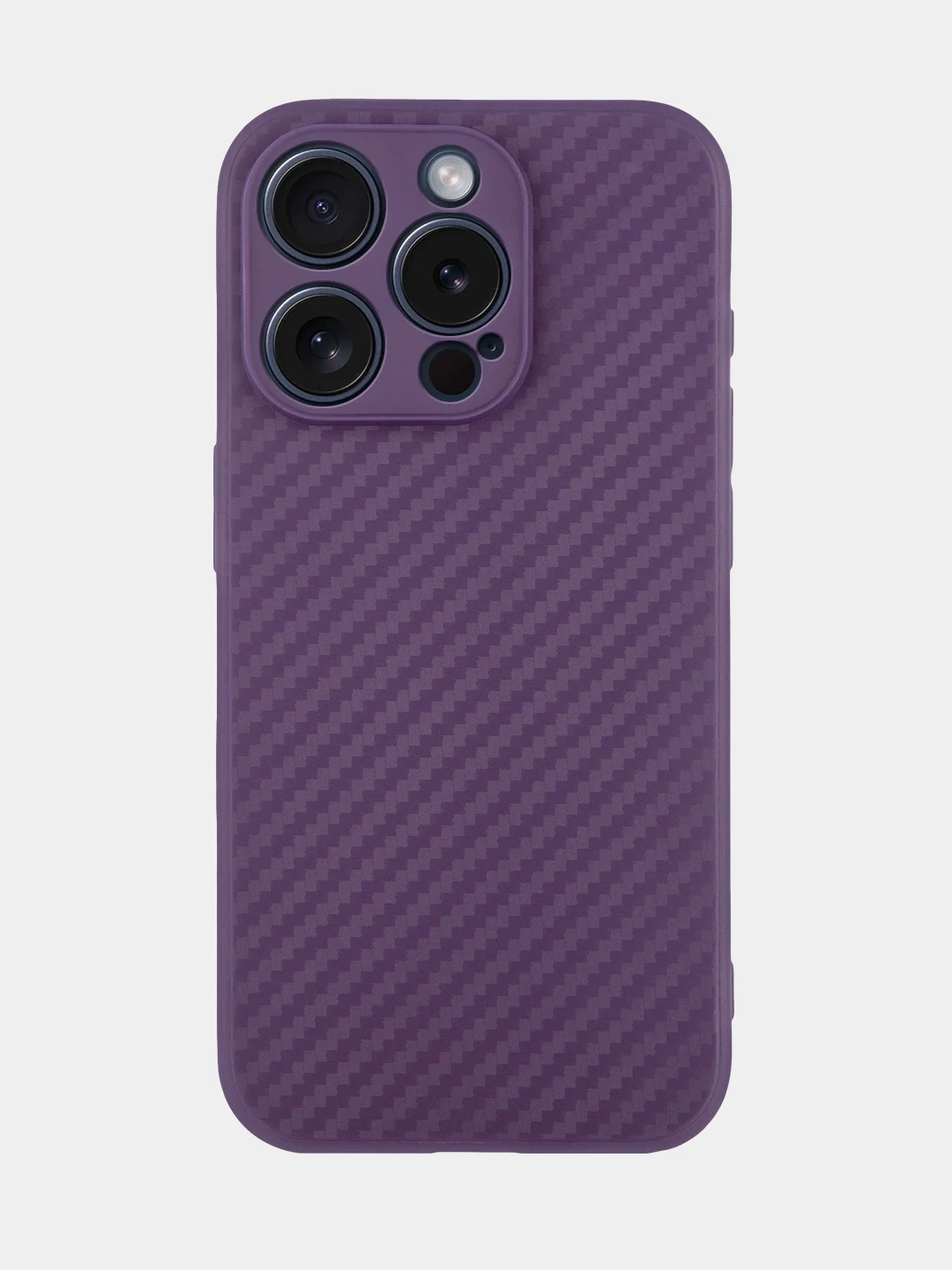 Фиолетовый ребристый чехол для Apple iPhone 15 Pro силиконовый ROSCO матовый, тонкий, текстура карбон