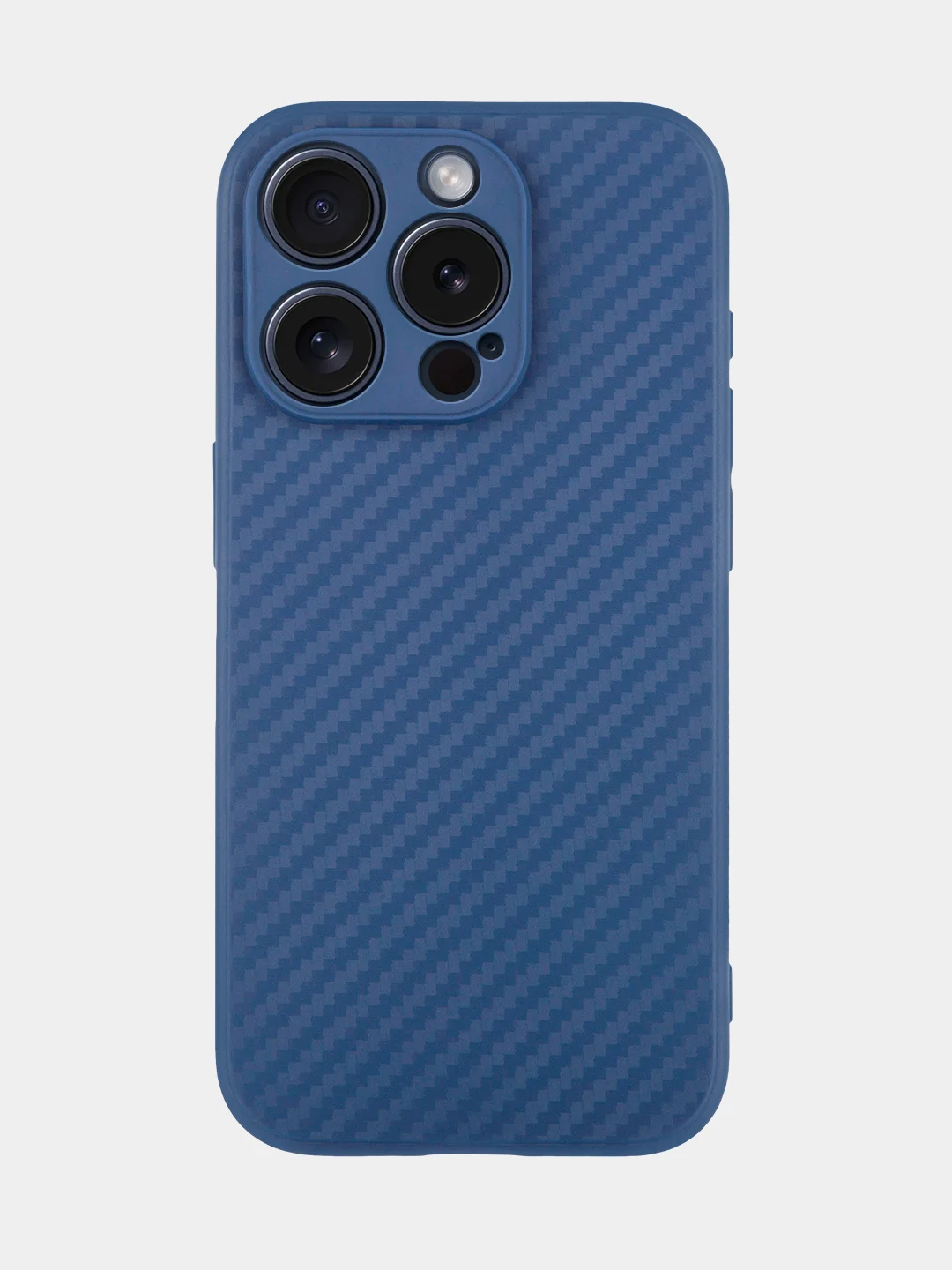 Синий ребристый чехол для Apple iPhone 15 Pro силиконовый ROSCO матовый, тонкий, текстура карбон