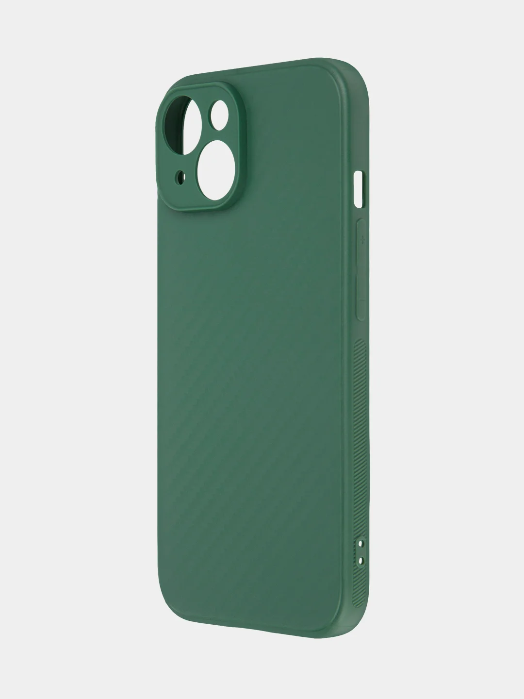 Тёмно-зелёный ребристый чехол для Apple iPhone 15 силиконовый ROSCO матовый тонкий с текстурой карбон