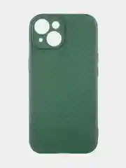 Тёмно-зелёный ребристый чехол для Apple iPhone 15 силиконовый ROSCO матовый тонкий с текстурой карбон