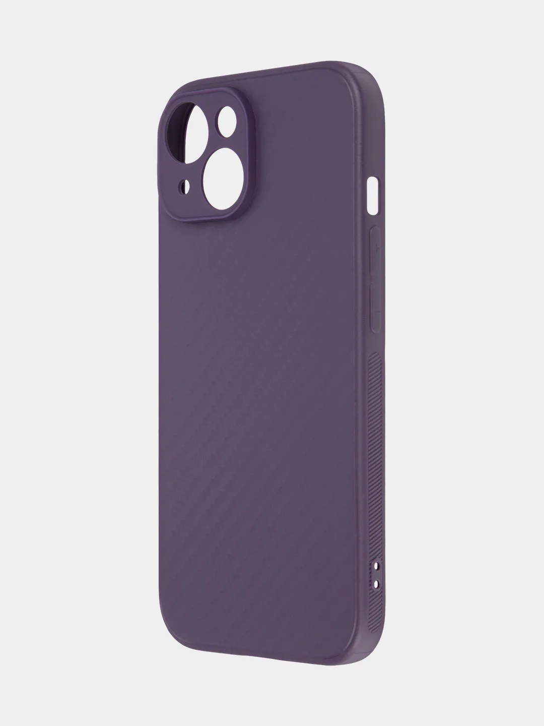 Фиолетовый ребристый чехол для Apple iPhone 15 силиконовый ROSCO матовый тонкий с текстурой карбон