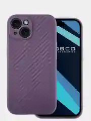 Фиолетовый ребристый чехол для Apple iPhone 15 силиконовый ROSCO матовый тонкий с текстурой карбон
