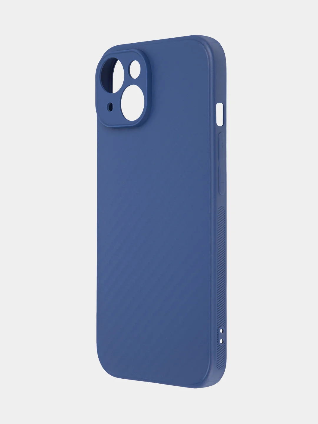 Синий ребристый чехол для Apple iPhone 15 силиконовый ROSCO матовый тонкий с текстурой карбон