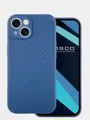 Синий ребристый чехол для Apple iPhone 15 силиконовый ROSCO матовый тонкий с текстурой карбон