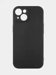 Черный ребристый чехол для Apple iPhone 15 силиконовый ROSCO матовый тонкий с текстурой карбон