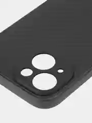 Черный ребристый чехол для Apple iPhone 15 силиконовый ROSCO матовый тонкий с текстурой карбон