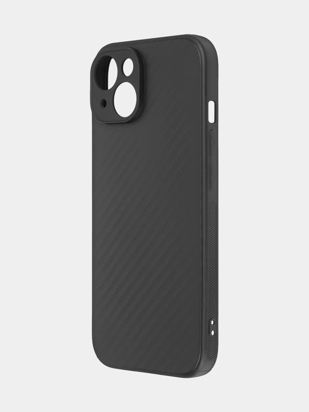 Черный ребристый чехол для Apple iPhone 15 силиконовый ROSCO матовый тонкий с текстурой карбон